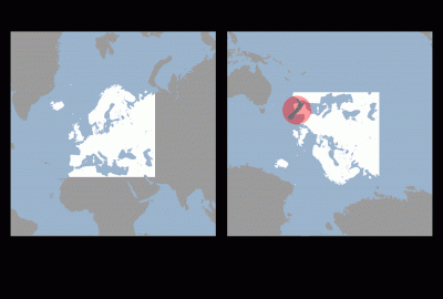 Europas Antipoden befinden sich fast vollständig im Wasser des Pazifischen Ozeans.